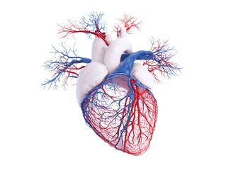 Human heart anatomy showing coronary arteries and veins