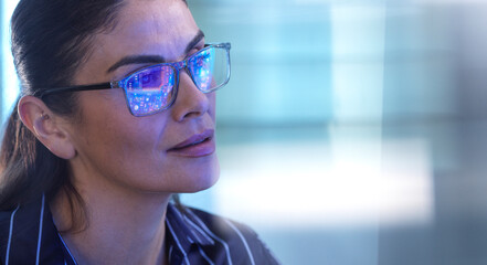 Engineer using artificial intelligence technology with glasses