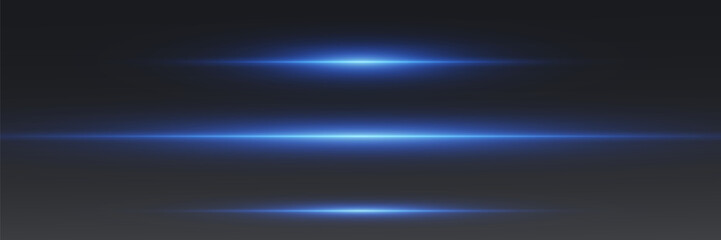 Set of glowing neon light lines, beam flash.