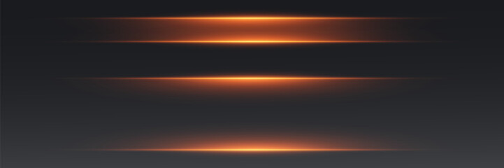 Set of glowing neon light lines, beam flash.