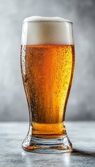 Refreshing Beverage Art A Glass of Amber Beer with Foamy Head Delight for Ultimate Thirst Quenching