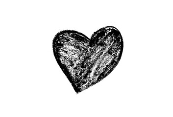Hand drawn heart, black and white draft sketch isolated on white background. Vintage vector etching illustration.