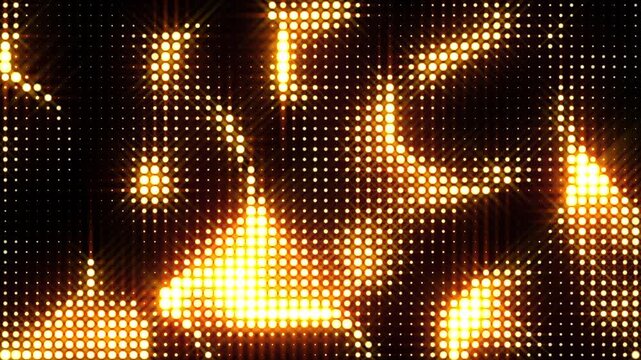 Wall of flashing gold lights. Golden background. Abstract wave calm movement. Shining flicker animation for glamour event, award ceremony, night club. VJ mosaic animation. 4k seamless loop video