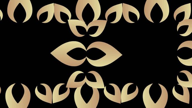 draw set of several red flower enclose by golden frame in rectangle shape on black screen background
