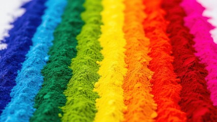 Vibrant Rainbow Spectrum of Colorful Powdered Pigments in Rows.