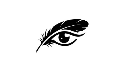 Elegant Feather Eye Logo Design Symbol.