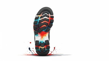 Sole of a running shoe with colorful impact points.
