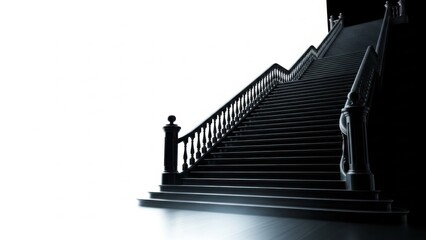 Elegant staircase ascending into the light, architectural design.