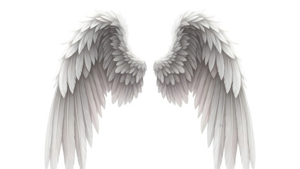 Obraz premium White feathered angel wings isolated on transparent background