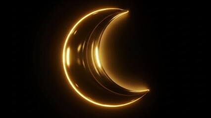 Glowing Crescent Moon Illuminated Against a Dark Background.