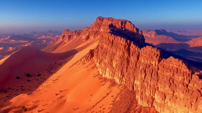sahara desert dunes at sunset, golden sand dunes in sahara sunset light, african sahara dunes glowing at sunset
