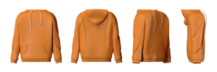 Orange hoodie isolated on white background - 3D illustration