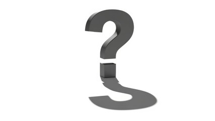 Question mark symbol with shadow on white background.