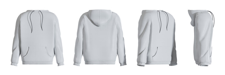 White hoodie isolated on white background - 3D illustration
