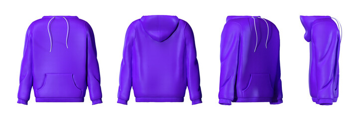 Violet hoodie isolated on white background - 3D illustration