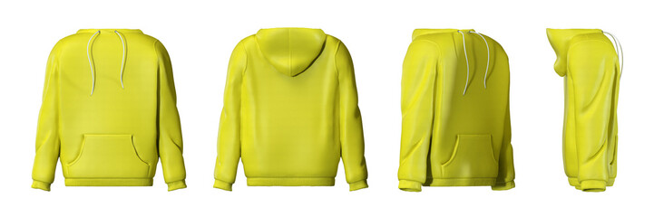 Yellow hoodie isolated on white background - 3D illustration