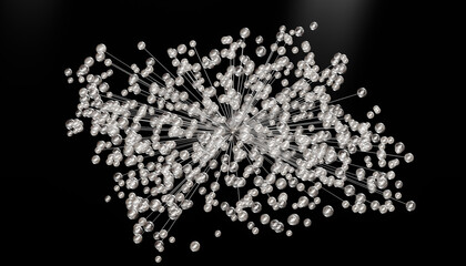 Glass spheres forming abstract modern minimalistic reflective cluster