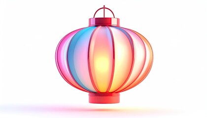 Vibrant, colorful, glowing lantern against a clean white backdrop
