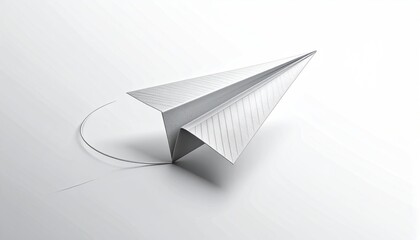 A paper airplane casts a shadow on a white gradient background