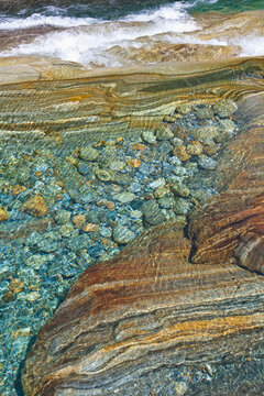 Clear water and rocks in Verzasca River Lavertezzo Ticino Switzerland