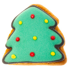 Christmas tree gingerbread cookie isolated