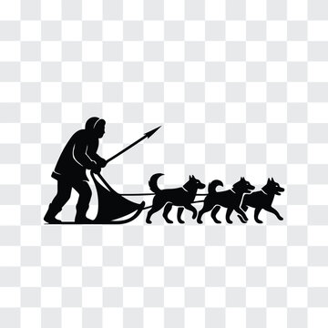 Alaska Sled Dog Team Silhouette &ndash; Musher & Huskies in Motion