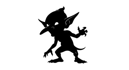 Fototapeta premium Creepy Silhouette of a Goblin or Imp on White