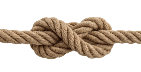 Thick Rope Tied in a Square Knot isolated on a transparent background