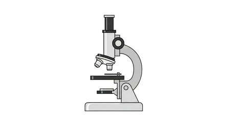 Illustration of a laboratory microscope on a white background.