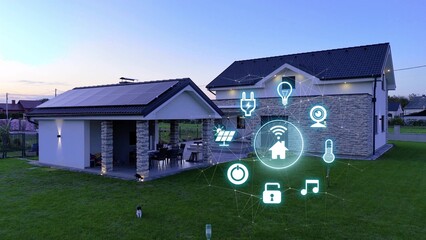 Modern smart home and automation icons. Intelligent living and connected technology