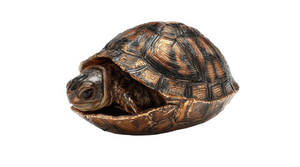 Obraz premium Tiny turtle hiding in shell Transparent background, PNG file