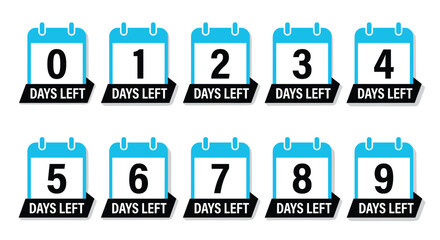 Number countdown calendar vector with days left concept