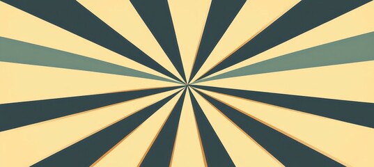 Vibrant Retro Rays of Pale Sunshine with Dark Cyan Converging in a Centered Burst Pattern Design