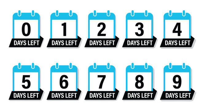 Number countdown calendar vector with days left concept - Powered by Adobe