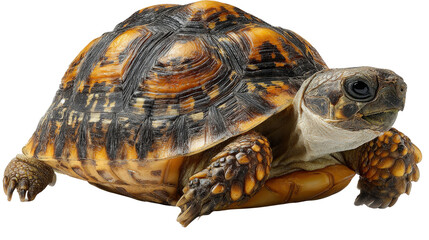 Fototapeta premium Turtle crawling slow Transparent background, PNG file