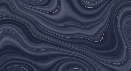 Fototapeta premium Abstract fluid art with flowing navy blue and gold veins texture