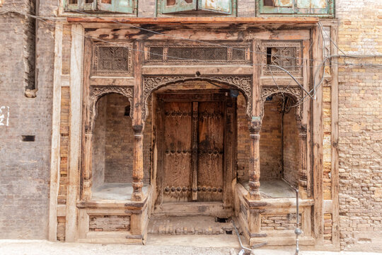 Door of Sethi house in the old town of Peshawar, Pakistan