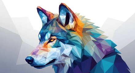 Geometric wolf portrait with polygonal background graphic artwork