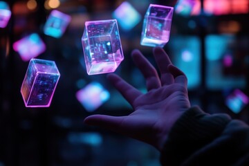 Interactive Holographic Technology Interface with Floating Digital Cubes