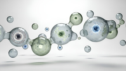 3D illustration of neurons and cells in a scientific environment