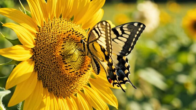 Butterfly on sunflower