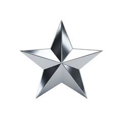 Obraz premium Shiny Silver Five Pointed Star Metallic Trophy Shape Isolated on White