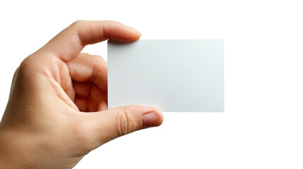 White card in extended hand Transparent background, PNG file