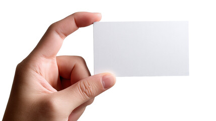 White card in extended hand Transparent background, PNG file