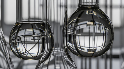 Clear Glass Bulbs with Metal Frameworks