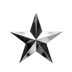 Obraz premium Reflective Chrome Silver Five Pointed Star Shape Isolated on White Background