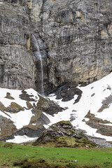 High mountain waterfall in Klausen Pass, Switzerland