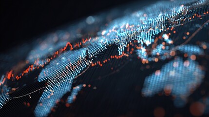 Global Digital Landscape: A futuristic illustration of the globe, adorned with glowing digital particles and vibrant data streams, symbolizing the interconnectedness of our world.