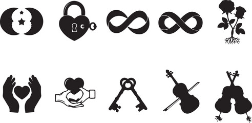 Obraz premium Black and white vector symbols isolated on transparent background