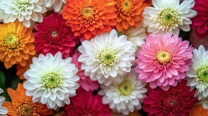 Vibrant floral arrangement featuring colorful chrysanthemums in full bloom